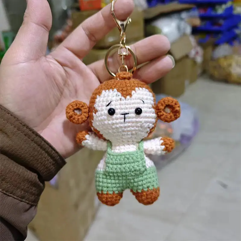 Cute Crochet Animal Charming Bag Pendant Handwoven Animal Keychain Knitted Key Ring Car Key Holder Cute Gift Bagpack Decor