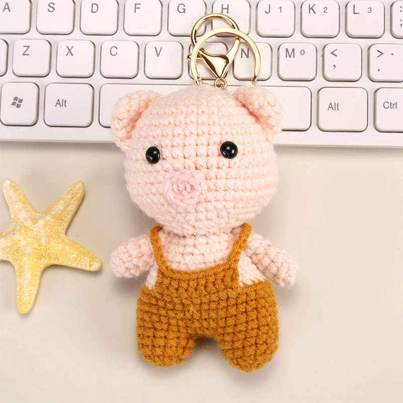 Cute Crochet Animal Charming Bag Pendant Handwoven Animal Keychain Knitted Key Ring Car Key Holder Cute Gift Bagpack Decor