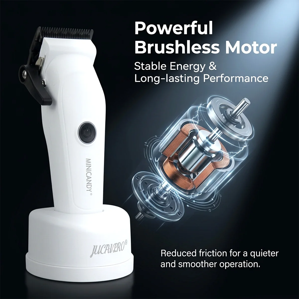 JUCAI Mini Candy Professional Hair Clipper for Men 7200RPM Brushless Motor Phantecho DLCBlade Base Charger Haircut Machine