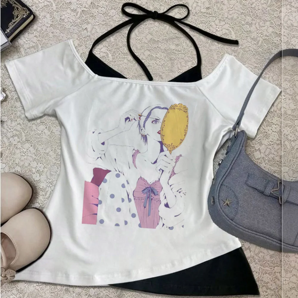 Nana cropped top girl graphic baddie alternative anime t shirt alternative emo 2000s gothic party