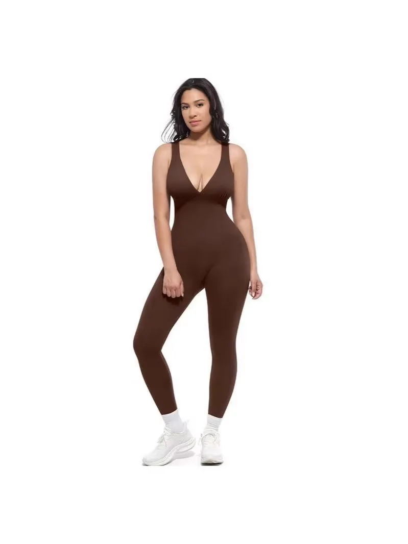 Cross shoulder strap pants jumpsuit yoga suit fitness suit threaded jumpsuit seamless exercise quick drying yoga jumpsuit