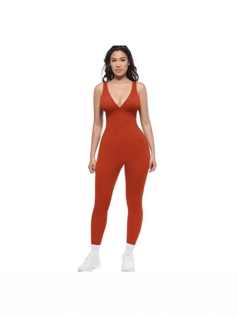 Cross shoulder strap pants jumpsuit yoga suit fitness suit threaded jumpsuit seamless exercise quick drying yoga jumpsuit