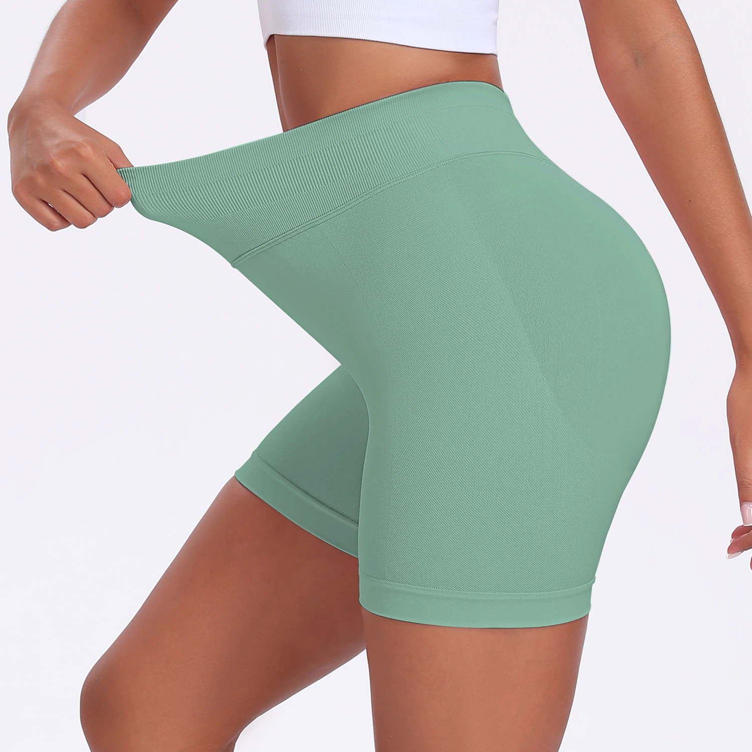 Summer Women Sexy Seamless Fitness Sports Biker Shorts Low Waist Gym Short Workout Scrunch Butt Yoga Leggings