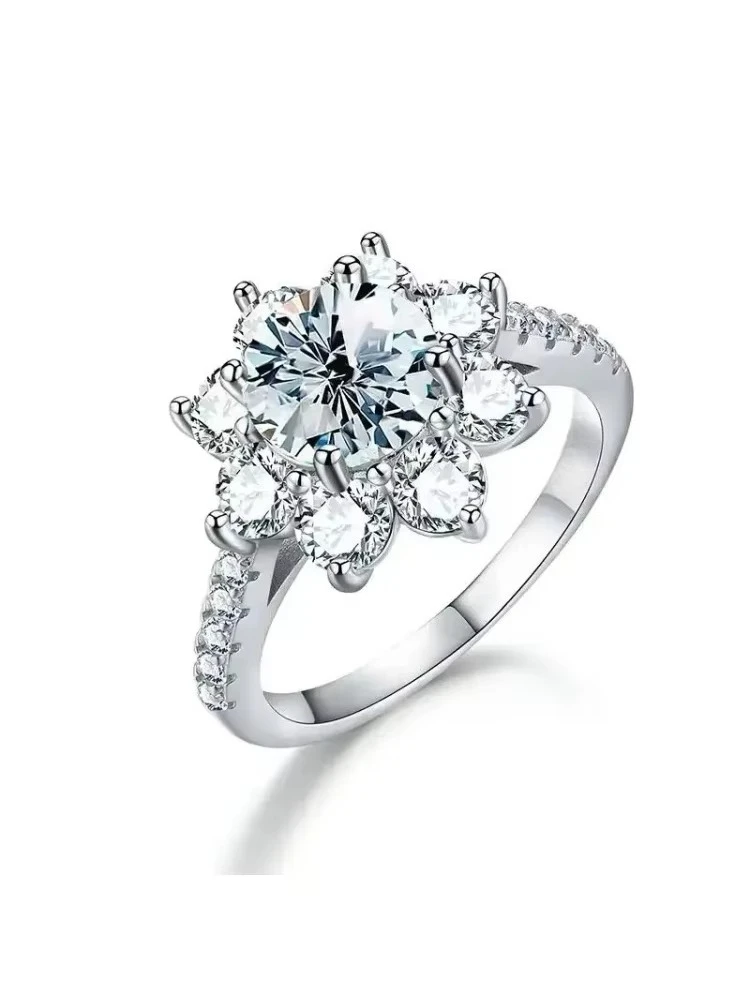 Sparkling 1 Carat Moissanite Diamond Sun Flower Engagement Rings For Women Gift Wedding High Quality Luxury Jewelry