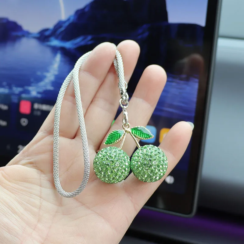 Cherry & Strawberry Car Interior Rhinestone Hanging Charm - Car Decor Accessories & Pendant