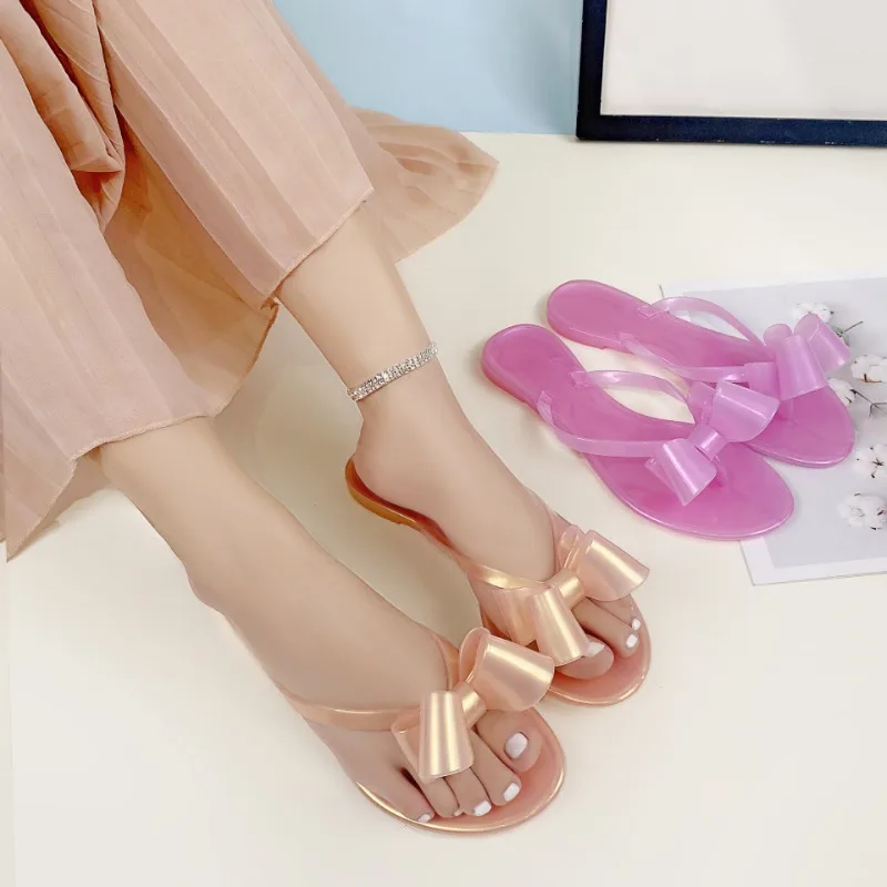 New Wowen Jelly Bowt Sandals Flat Slippers Fashion Plastic Summer Shoes Girl Flip-flops Non-slip Light Home Going Out Slippers