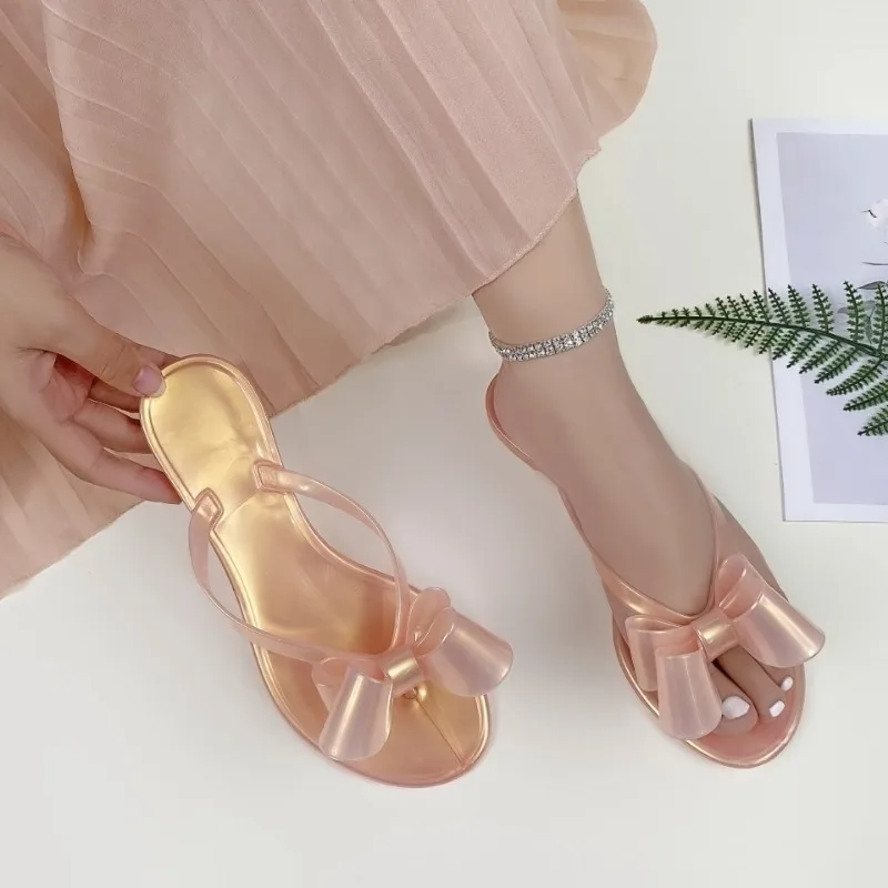 New Wowen Jelly Bowt Sandals Flat Slippers Fashion Plastic Summer Shoes Girl Flip-flops Non-slip Light Home Going Out Slippers