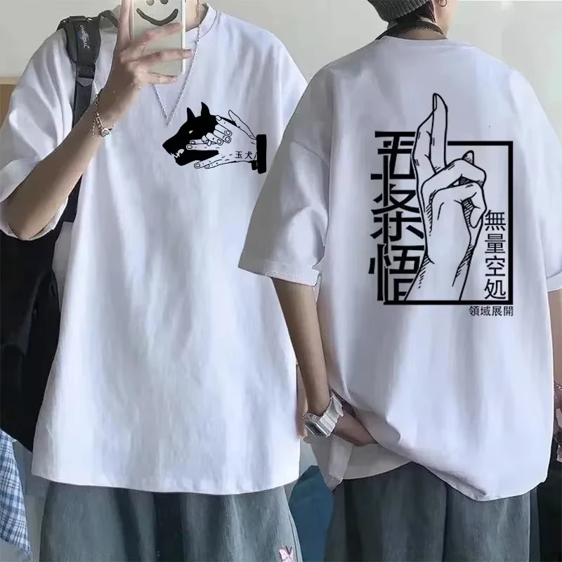 Jujutsu Kaisen Satoru Gojo Unisex Pure Cotton T-shirt 2026 Summer New Anime Print Round Neck Casual Short Sleeved Top