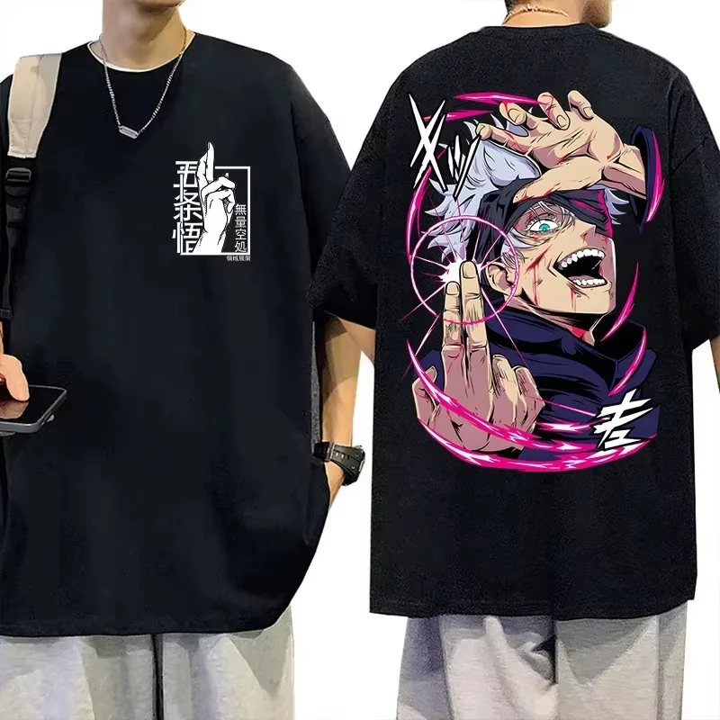 Jujutsu Kaisen Satoru Gojo Unisex Pure Cotton T-shirt 2026 Summer New Anime Print Round Neck Casual Short Sleeved Top