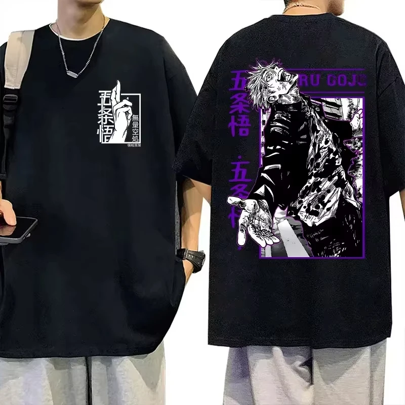 Jujutsu Kaisen Satoru Gojo Unisex Pure Cotton T-shirt 2026 Summer New Anime Print Round Neck Casual Short Sleeved Top