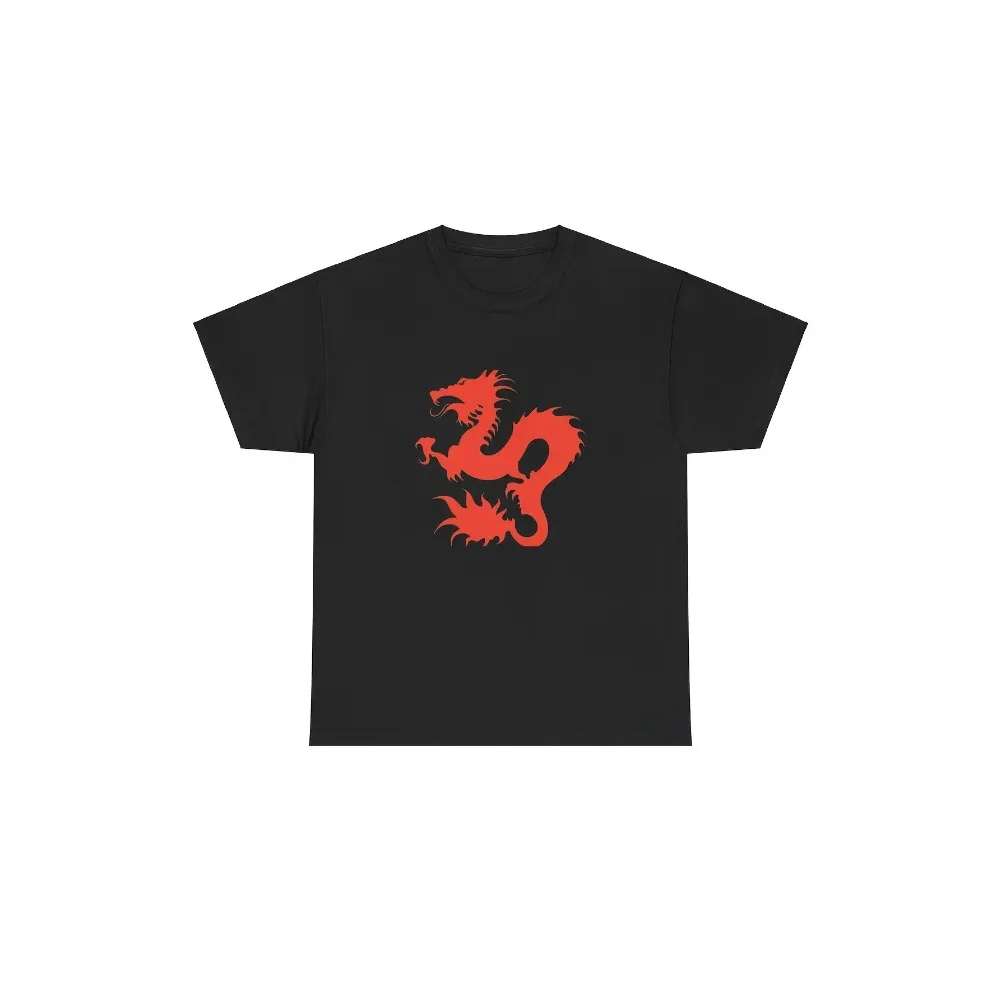Men's Dean Blunt Zushi Print T-Shirt - Eye-catching Red Dragon Pattern Short-Sleeve Shirt, Pure Cotton Couple All-Season T-Shirt