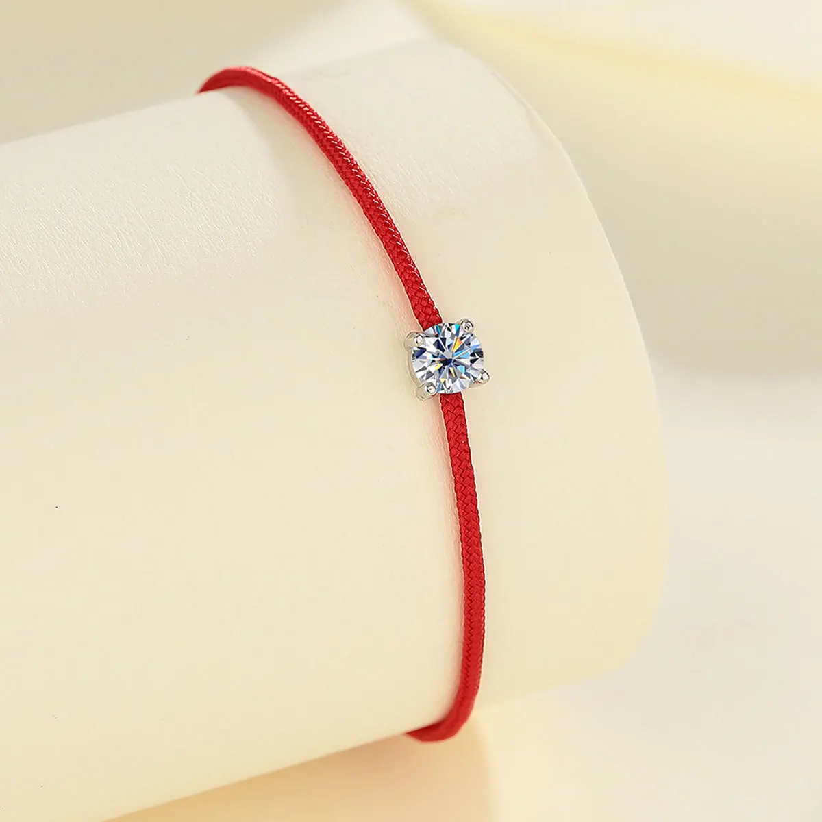 925 Sterling Silver 0.5ct D VVS Moissanite Red Rope Bracelet with for Women Fine Jewelry Wedding Engagement Party Christmas Gift