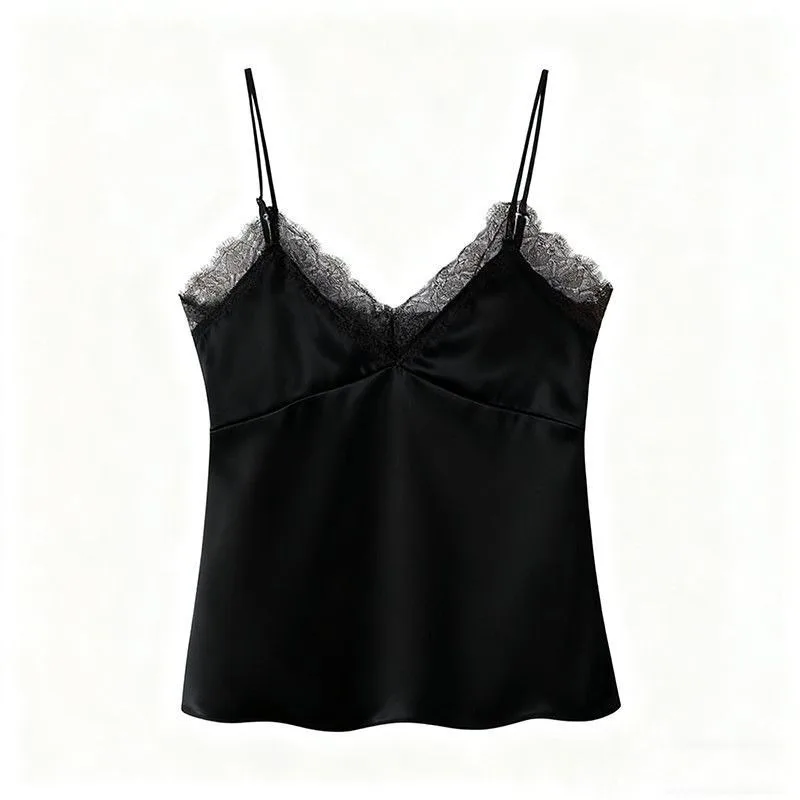 Women Sexy Sling Tops Chic patchwork Sleeveless V-Neck Fashion Backless Lace Tops 2026 Beach Camis Female Outfits Tees Blouse