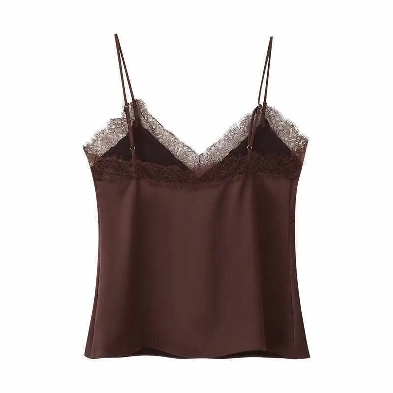 Women Sexy Sling Tops Chic patchwork Sleeveless V-Neck Fashion Backless Lace Tops 2026 Beach Camis Female Outfits Tees Blouse