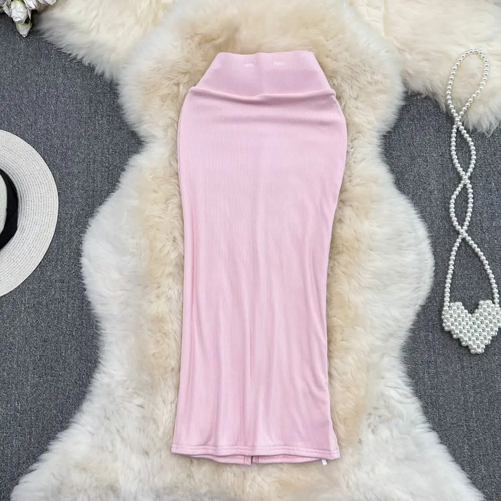 2026 Summer Fashion New Women's Elegant Design Sensual Hip Hugging Half Length Skirt Sexy High Waist Mid Length Fishtail Skirt