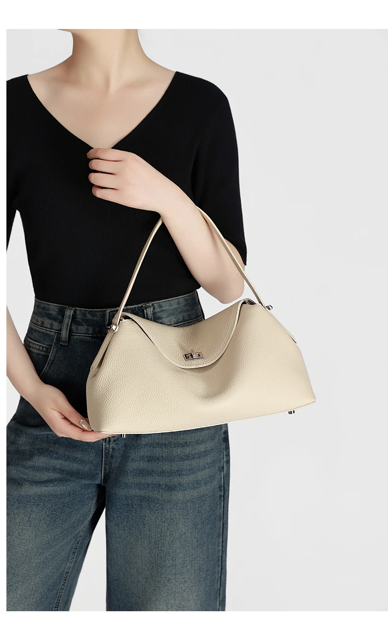 Women's Genuine Leather Handbag Fashionable Retro Designer Luxury Bag High-Quality Cowhide Large Capacity Casual Shopping Bag