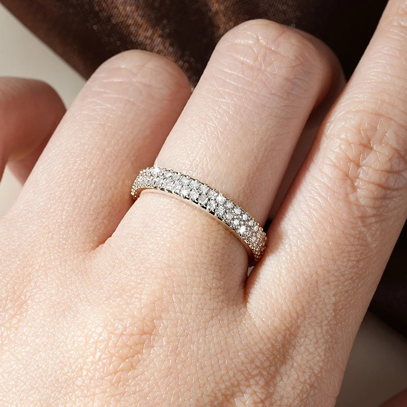 Ehhai Lab Created Diamond Moissanite Full Eternity Band Engagement Ring for Women Men 14K Gold Filled Wedding Fine Jewelry Gifts