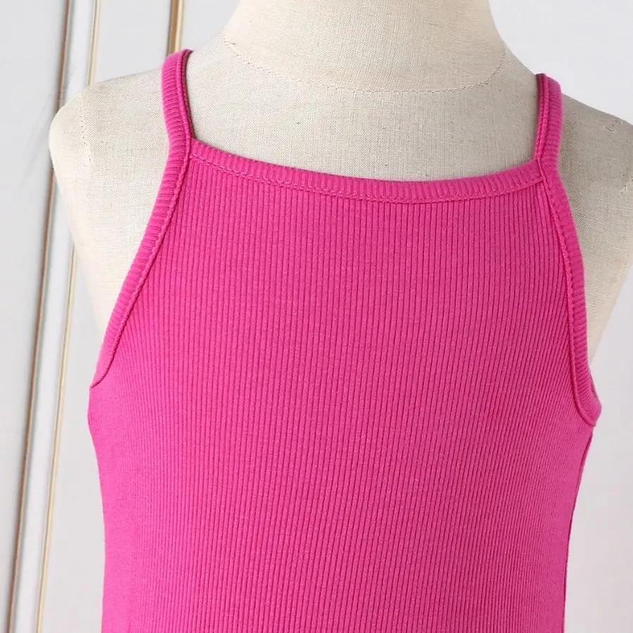 Girl's Chiffon Ball Gown Dress with Rose-Pink Halter, Fashionable and Cool, Sweet Birthday Party, Summer