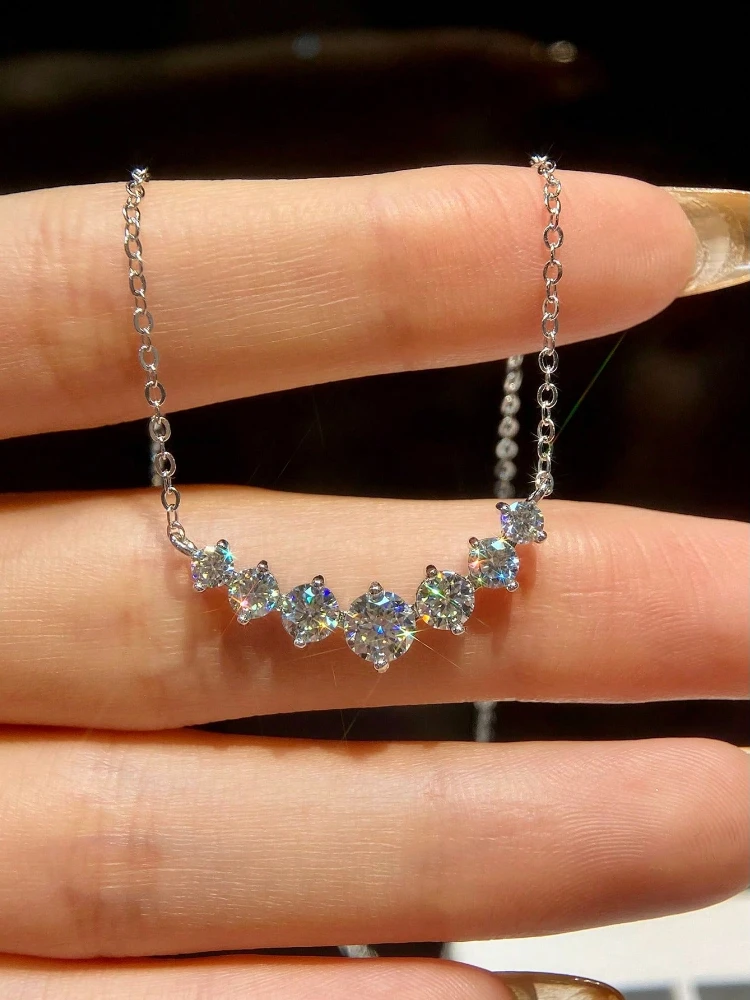 Luxury Elegant 1.7ct Moissanite Necklace for Woman Diamond Pendant Plated Platinum Engagement Wedding Jewely New