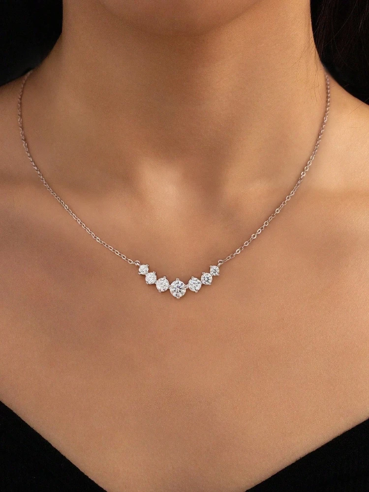 Luxury Elegant 1.7ct Moissanite Necklace for Woman Diamond Pendant Plated Platinum Engagement Wedding Jewely New