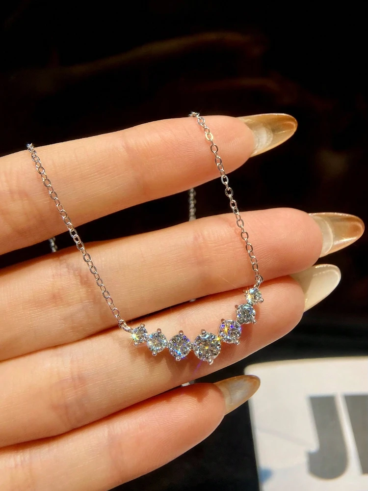 Luxury Elegant 1.7ct Moissanite Necklace for Woman Diamond Pendant Plated Platinum Engagement Wedding Jewely New