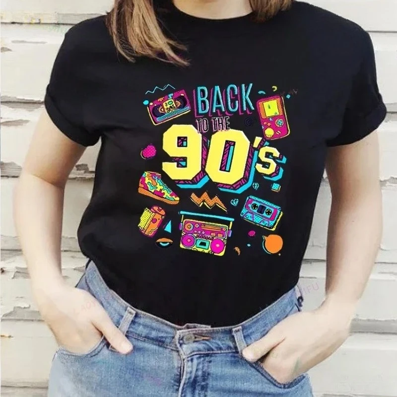 Back To 90s I Love 90 T-shirt Born in The 80's But 90's Made Me Shirts Vintage for Birthday Party Gift Women Clothing