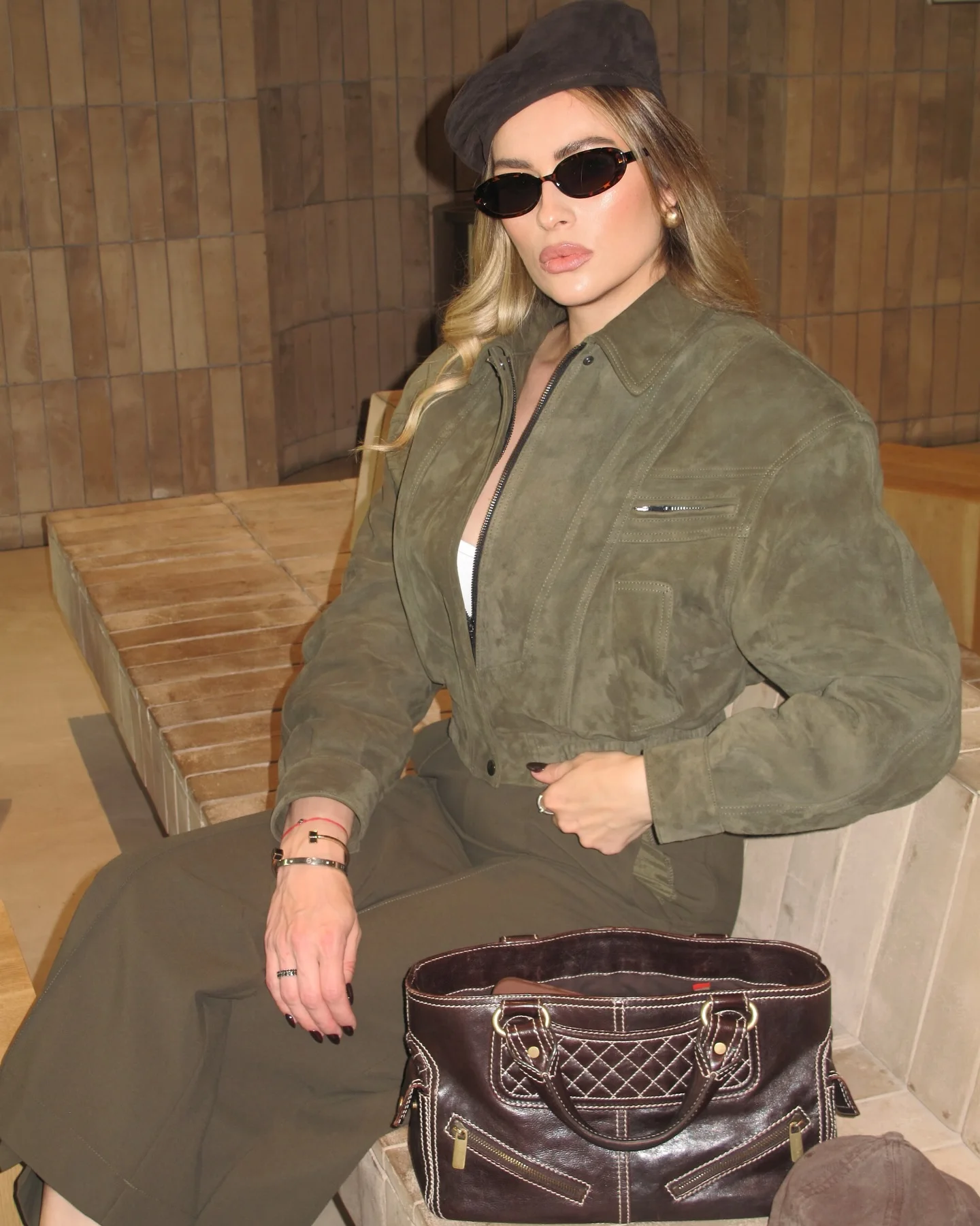 Women's Camel Suede Cropped Jacket Vintage Lapel Collar Long Sleeve Zipper Up Bomber Jackets 2026 Lady Casual Streetwear