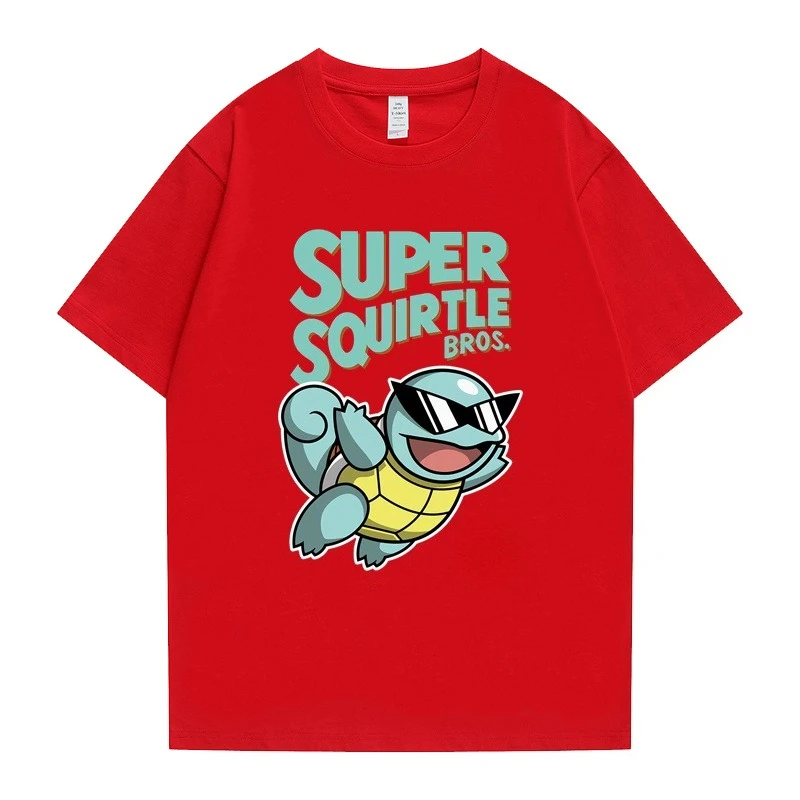 Pokemon Squirtle Sunglasses Graphic Tee Men Oversized Cotton Tshirt Streetwear Harajuku Summer Casual Tops