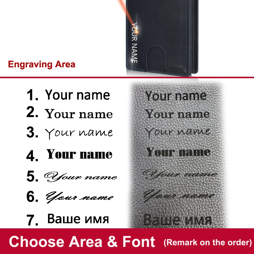 Name Engraving New RFID Men Card Wallets High Quality Pop-up Card Bag Photo Holder Male Purses Simple Slim Card Clips