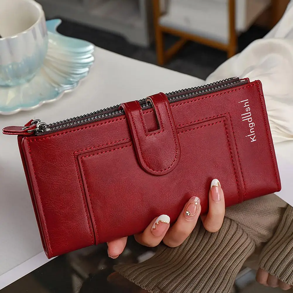 Luxury Fashion PU Leather Long Wallet Women's Slim Clutch Purse with Zipper Coin Pocket for Designer Style Elegant Daily Use