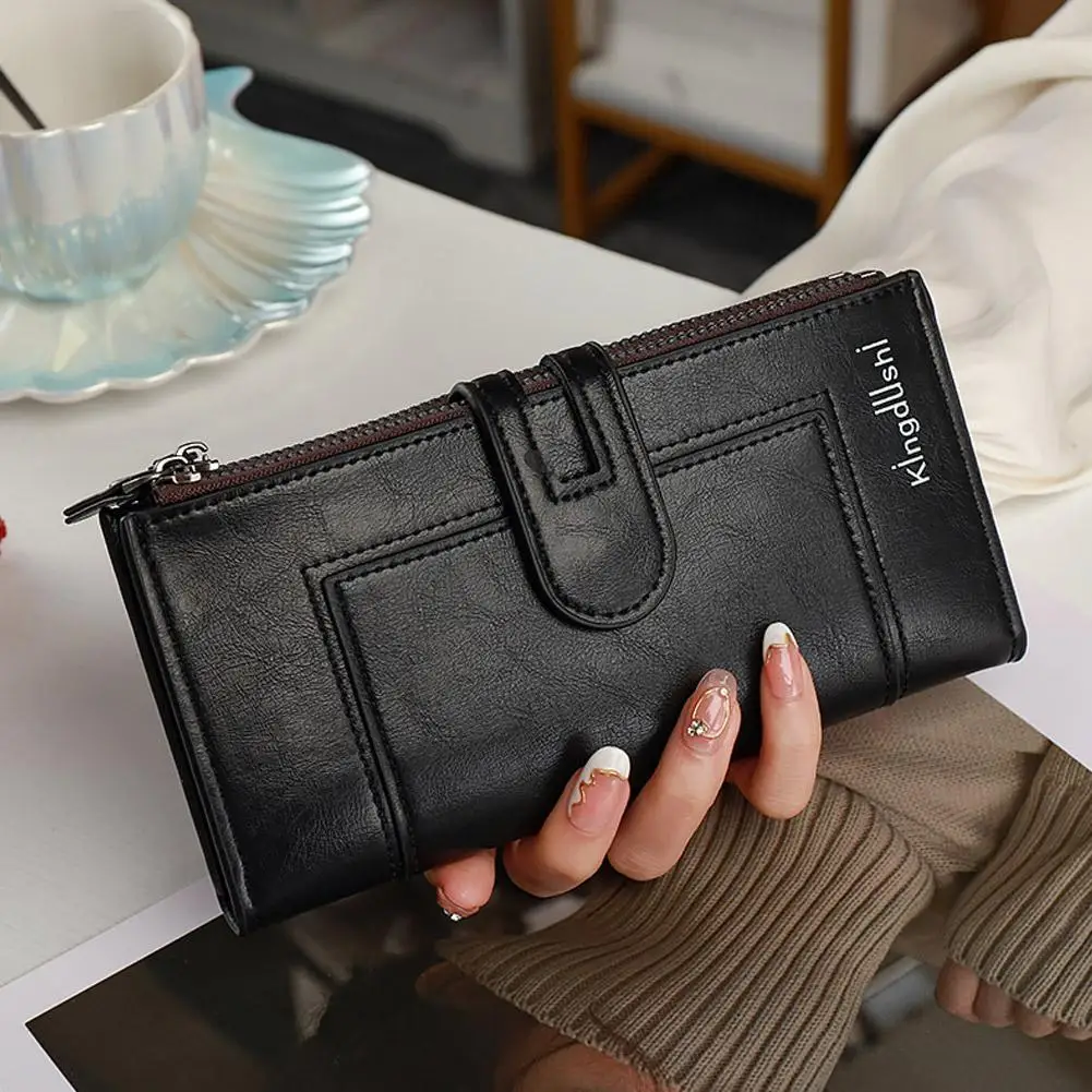Luxury Fashion PU Leather Long Wallet Women's Slim Clutch Purse with Zipper Coin Pocket for Designer Style Elegant Daily Use