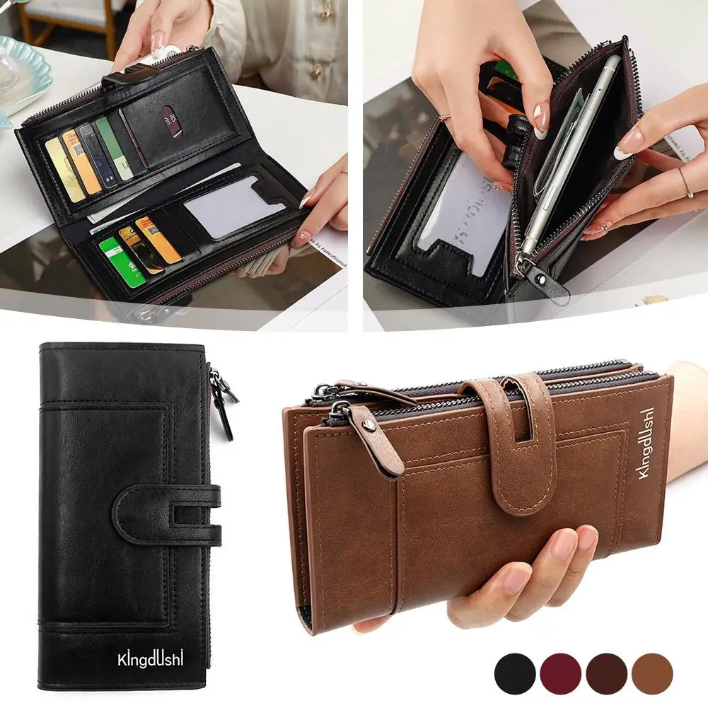 Luxury Fashion PU Leather Long Wallet Women's Slim Clutch Purse with Zipper Coin Pocket for Designer Style Elegant Daily Use