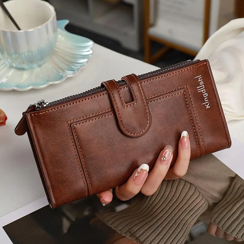 Luxury Fashion PU Leather Long Wallet Women's Slim Clutch Purse with Zipper Coin Pocket for Designer Style Elegant Daily Use