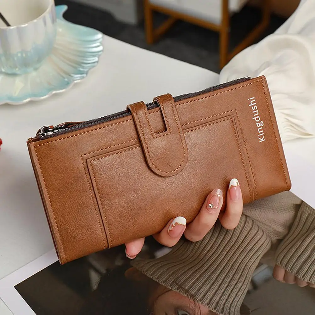Luxury Fashion PU Leather Long Wallet Women's Slim Clutch Purse with Zipper Coin Pocket for Designer Style Elegant Daily Use