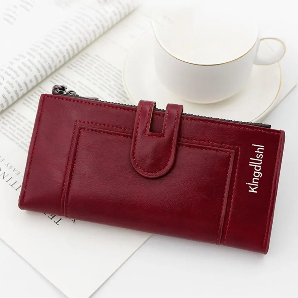 Luxury Fashion PU Leather Long Wallet Women's Slim Clutch Purse with Zipper Coin Pocket for Designer Style Elegant Daily Use