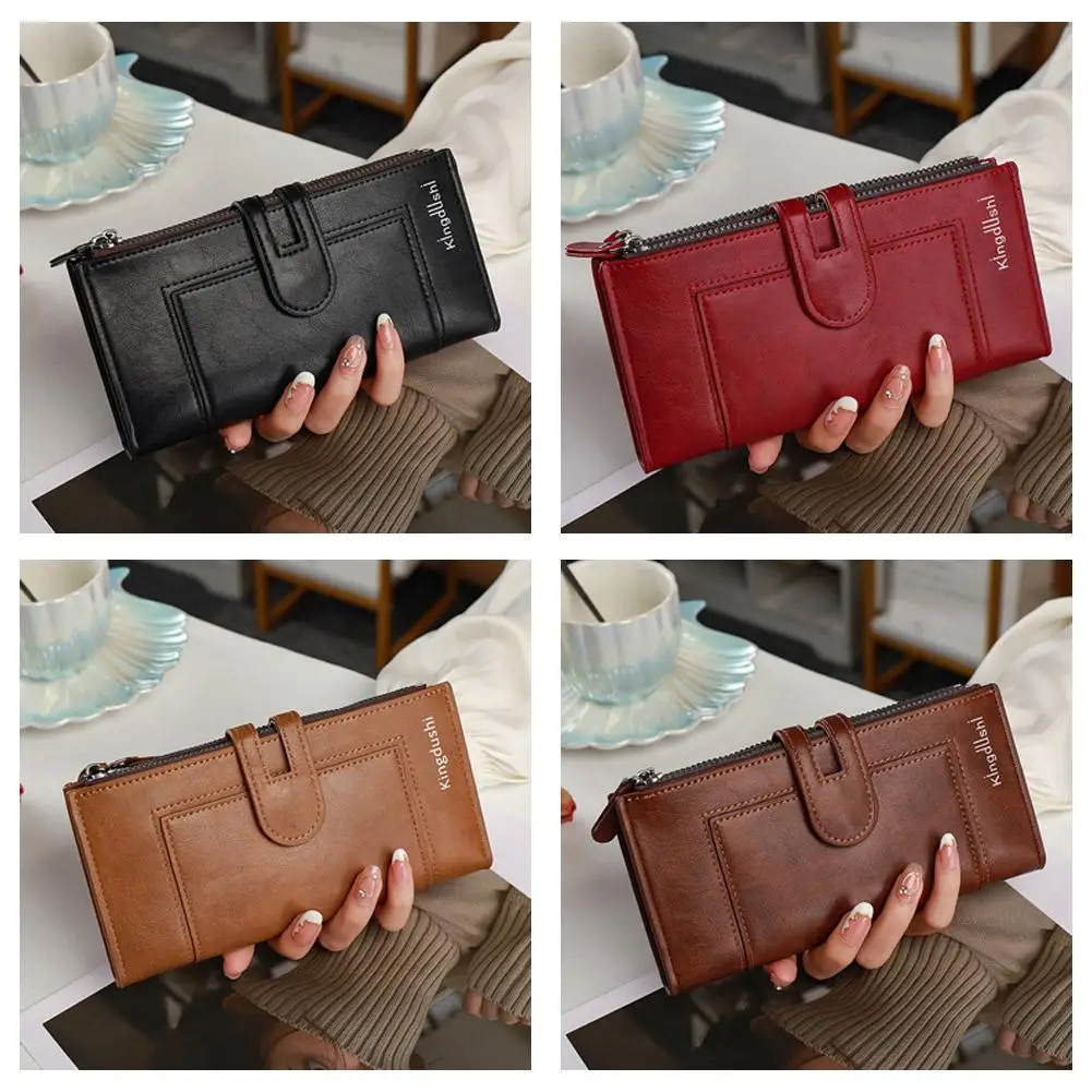 Luxury Fashion PU Leather Long Wallet Women's Slim Clutch Purse with Zipper Coin Pocket for Designer Style Elegant Daily Use