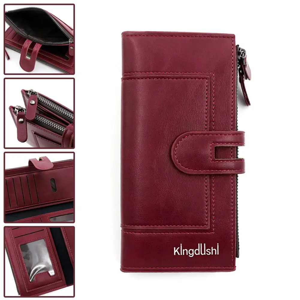 Luxury Fashion PU Leather Long Wallet Women's Slim Clutch Purse with Zipper Coin Pocket for Designer Style Elegant Daily Use