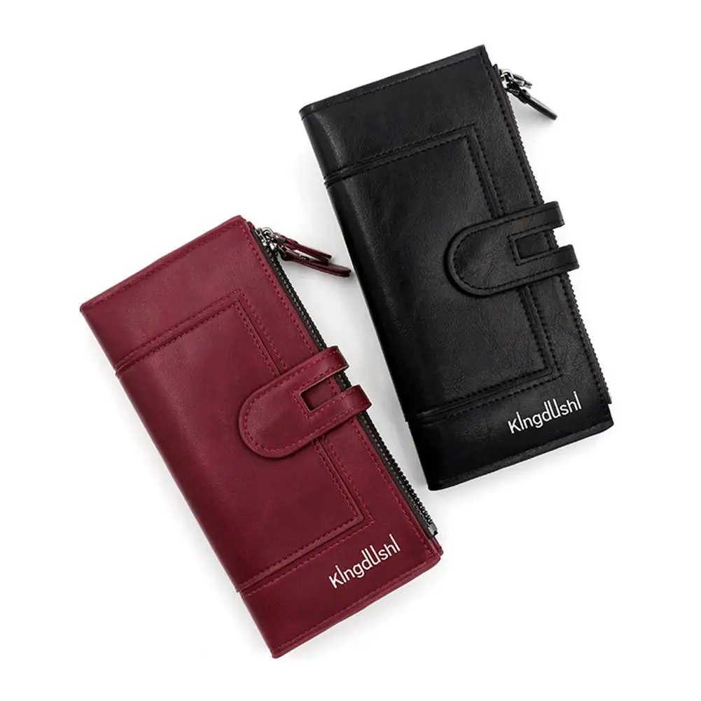 Luxury Fashion PU Leather Long Wallet Women's Slim Clutch Purse with Zipper Coin Pocket for Designer Style Elegant Daily Use