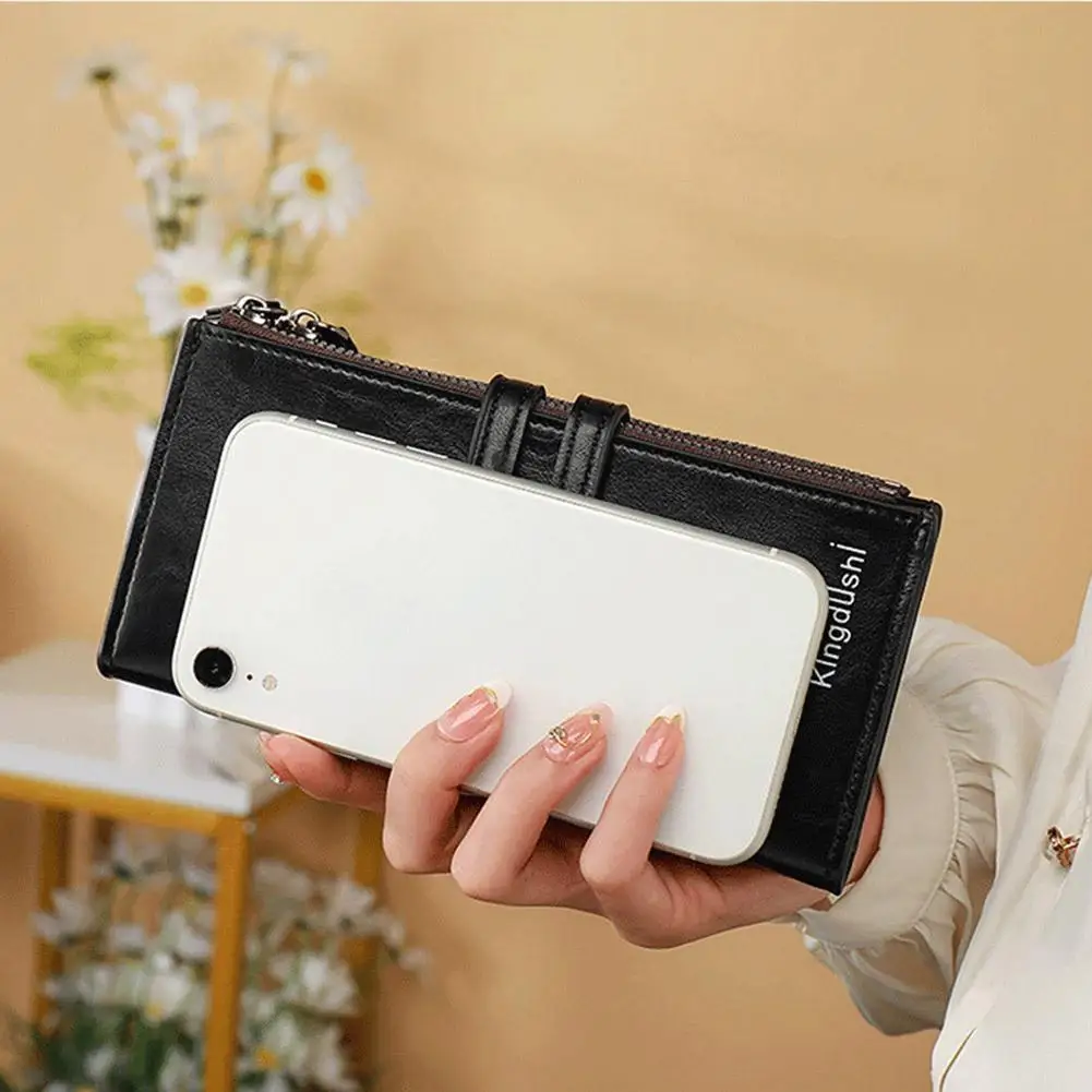 Luxury Fashion PU Leather Long Wallet Women's Slim Clutch Purse with Zipper Coin Pocket for Designer Style Elegant Daily Use