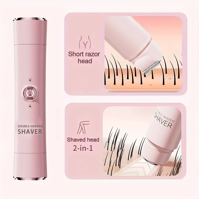 2-in-1 Wireless Rechargeable Electric Shaver, Suitable for Women - Dual Head Bikini Trimmer, Suitable for Both Dry and Wet Use