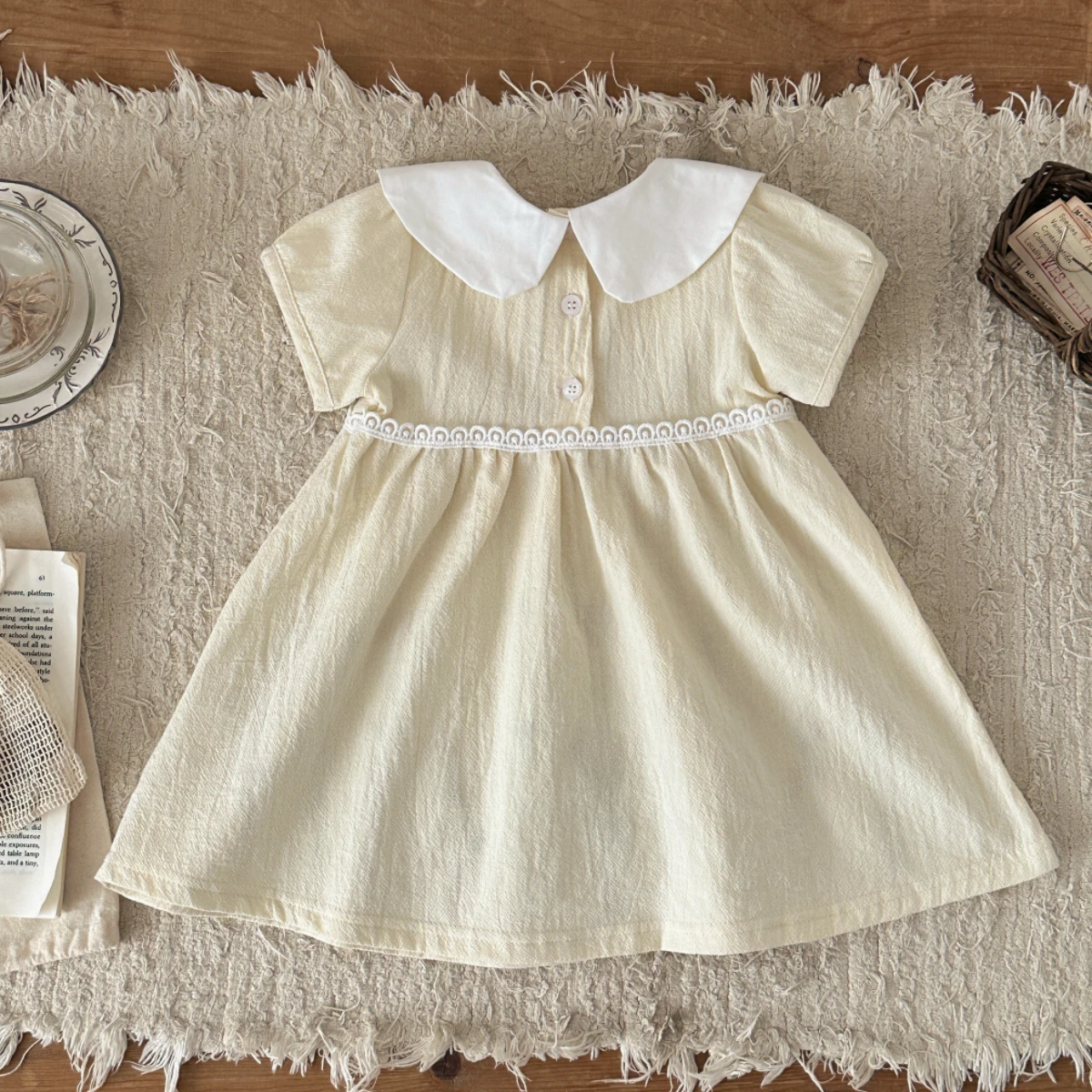 Summer New Girls Infant Floral Embroidery Dress Breathable Baby Princess Dress 0-3 Years Cute Short Sleeve Dress