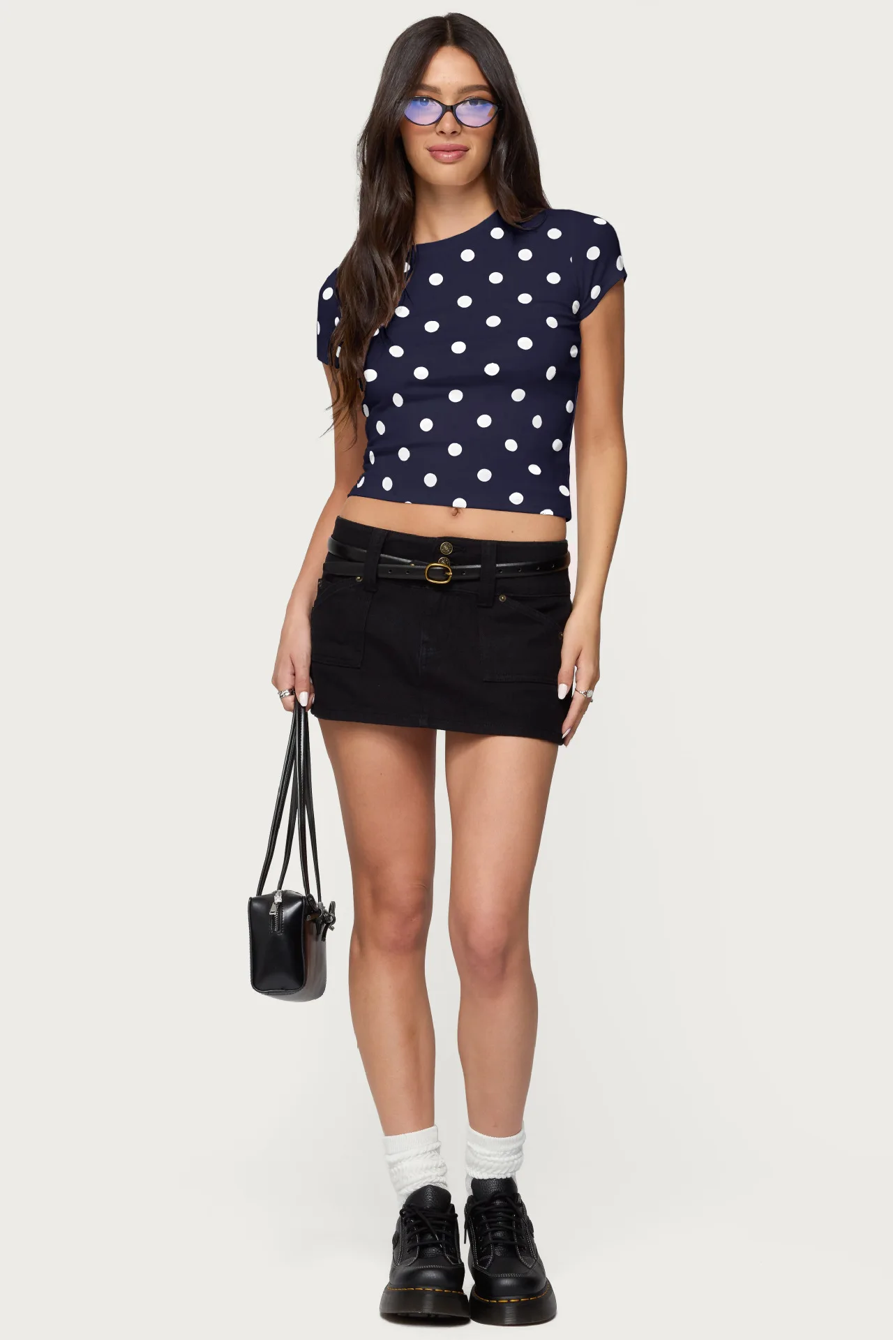 Vintage Polka Dot Short-sleeved T-shirt – Women’s Fitted Summer Casual T-shirt with A Round Neckline