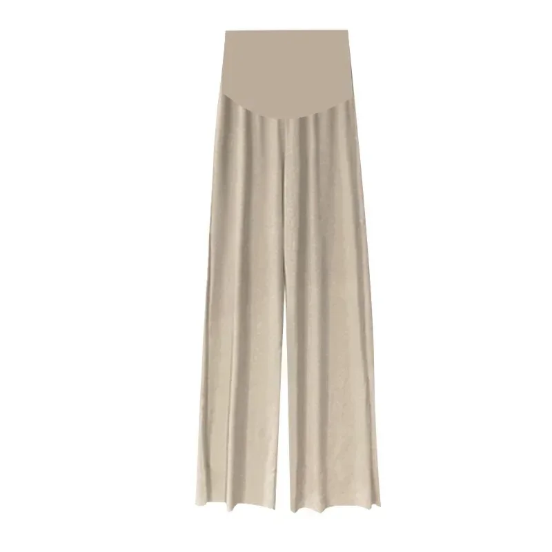 Summer Ice Silk Maternity Wide Leg Pants Loose Pleated Nine Points Thin Cool Comfortable for Pregnant Women