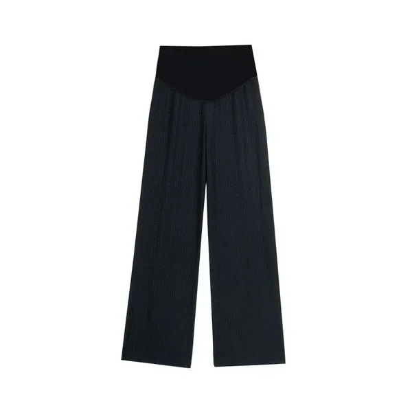 Summer Ice Silk Maternity Wide Leg Pants Loose Pleated Nine Points Thin Cool Comfortable for Pregnant Women