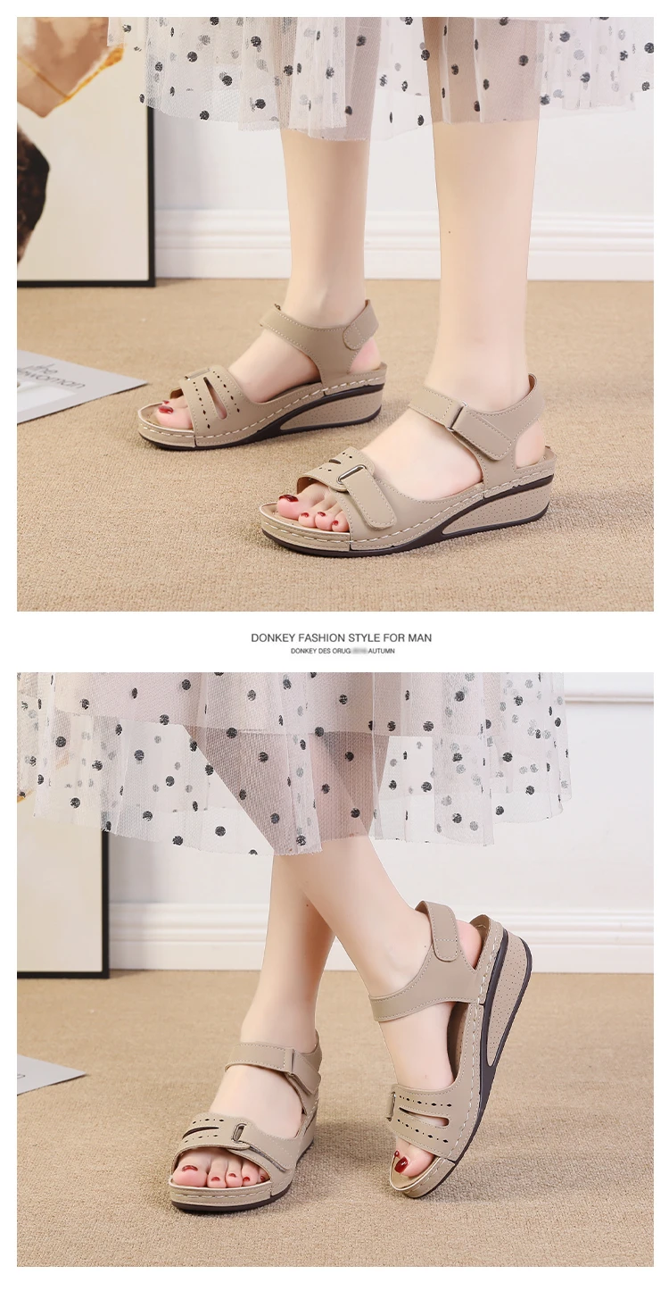 2026 New Open Toe Fashion Women's Sandals Summer Soft Sexy Womens Sandals Wedge Buckle Women's Orthopedic Sandal Footwear 35-43