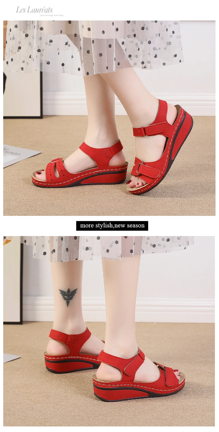 2026 New Open Toe Fashion Women's Sandals Summer Soft Sexy Womens Sandals Wedge Buckle Women's Orthopedic Sandal Footwear 35-43