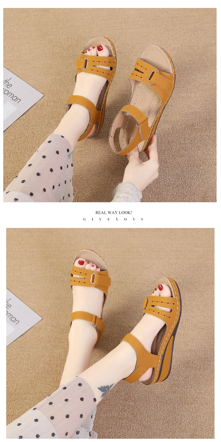 2026 New Open Toe Fashion Women's Sandals Summer Soft Sexy Womens Sandals Wedge Buckle Women's Orthopedic Sandal Footwear 35-43