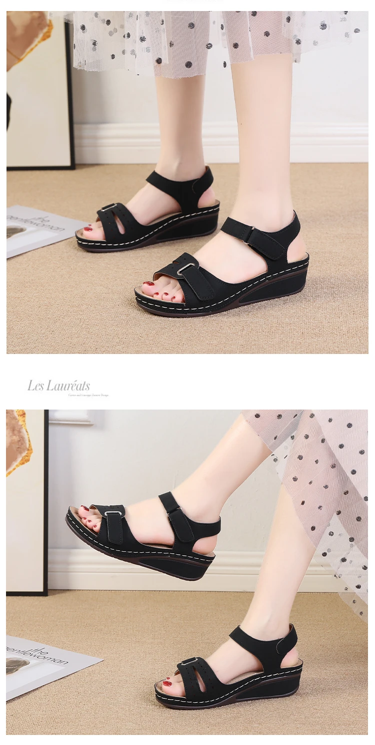 2026 New Open Toe Fashion Women's Sandals Summer Soft Sexy Womens Sandals Wedge Buckle Women's Orthopedic Sandal Footwear 35-43