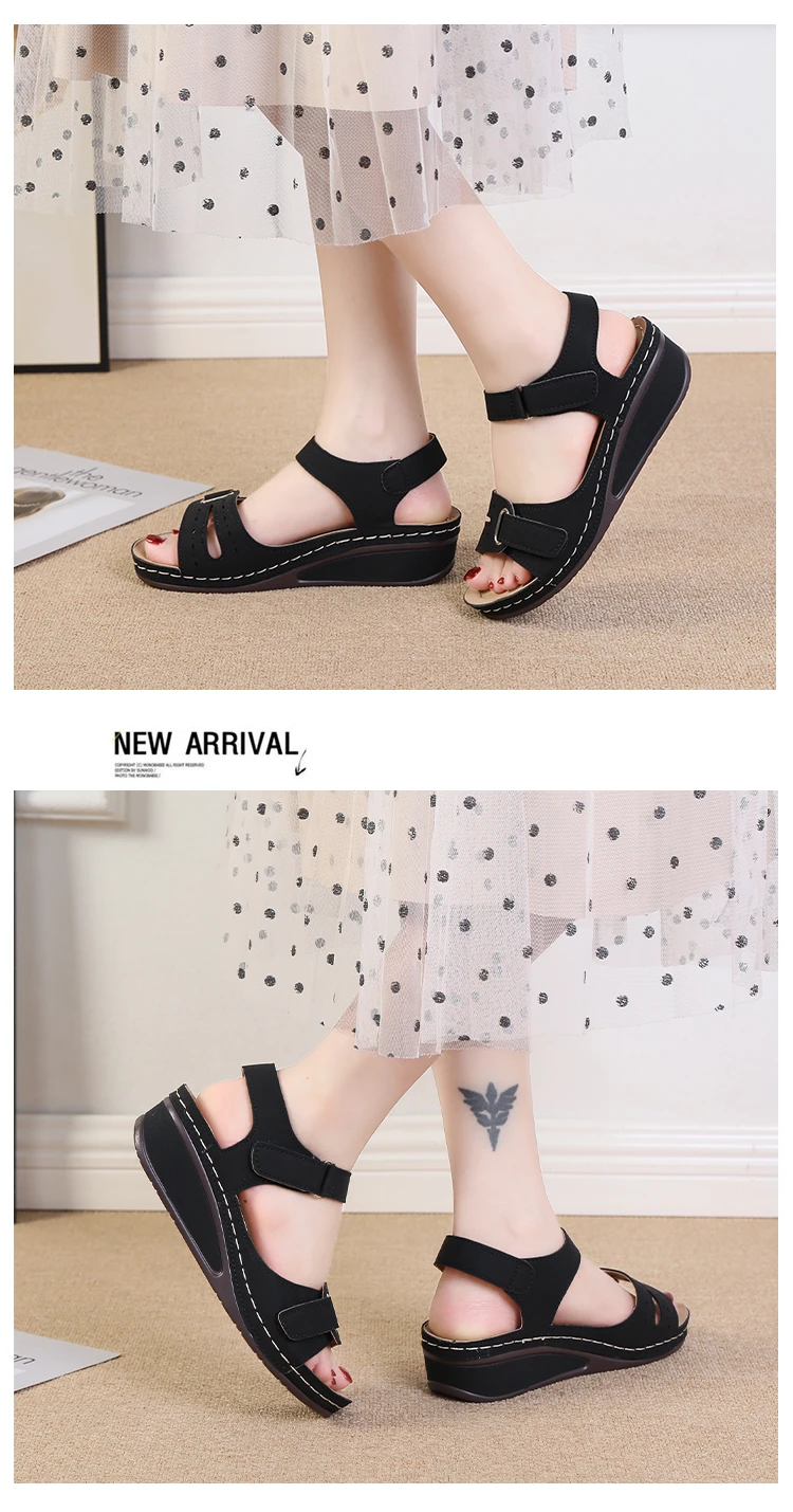 2026 New Open Toe Fashion Women's Sandals Summer Soft Sexy Womens Sandals Wedge Buckle Women's Orthopedic Sandal Footwear 35-43