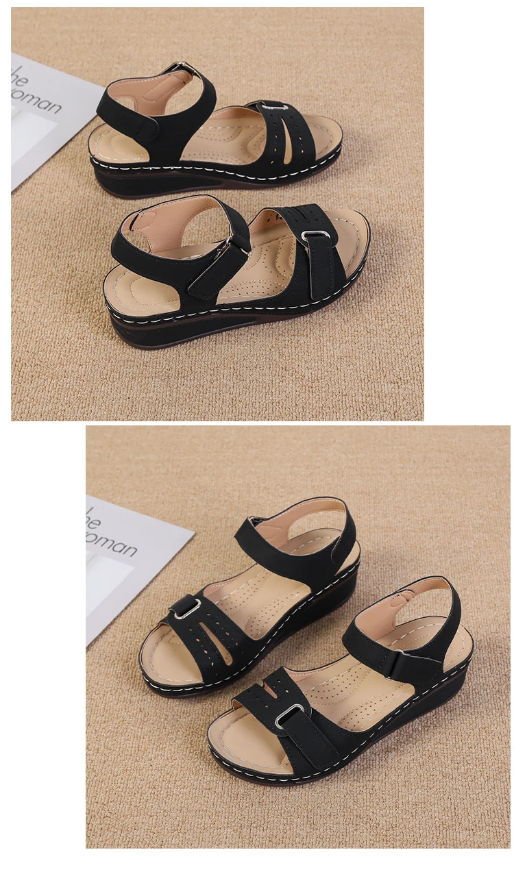2026 New Open Toe Fashion Women's Sandals Summer Soft Sexy Womens Sandals Wedge Buckle Women's Orthopedic Sandal Footwear 35-43